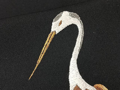平和屋着物■豪華黒留袖　駒刺繍　群鶴　暈し染め　金銀彩　正絹　逸品　CABM2004xe