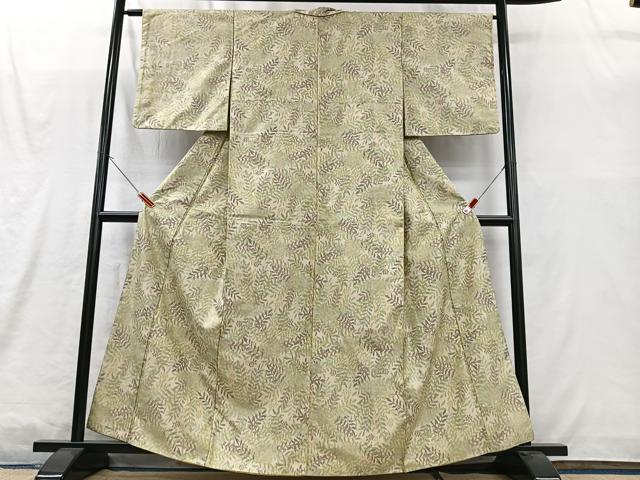 平和屋着物■上質なお召　枝葉文　　正絹　逸品　CABM2007xe
