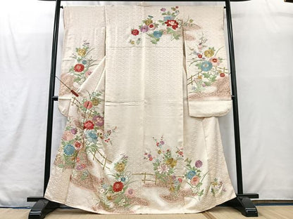 平和屋着物■豪華振袖　刺繍　草花文　金彩　正絹　逸品　CABM2011xe