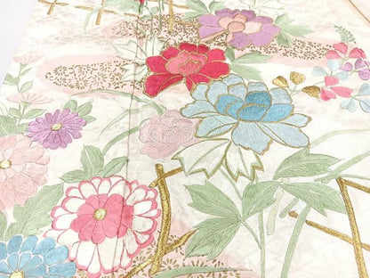平和屋着物■豪華振袖　刺繍　草花文　金彩　正絹　逸品　CABM2011xe