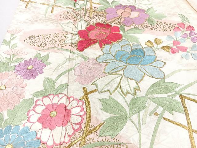平和屋着物■豪華振袖　刺繍　草花文　金彩　正絹　逸品　CABM2011xe
