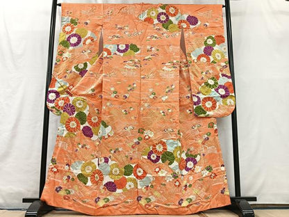 平和屋着物■豪華振袖　駒刺繍　風景花文　金彩　正絹　逸品　CABM2020xe