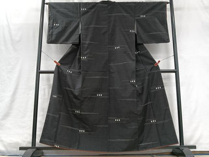 平和屋着物■上質な紬　横段文　正絹　逸品　未使用　CABM2022xe
