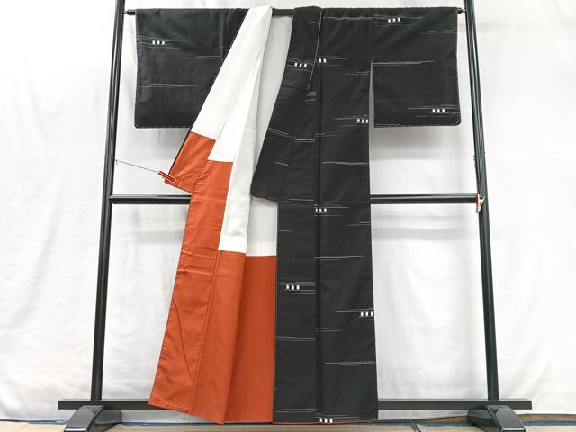 平和屋着物■上質な紬　横段文　正絹　逸品　未使用　CABM2022xe
