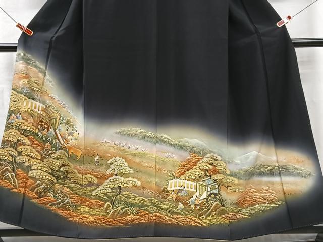 平和屋着物■豪華黒留袖　人物風景文　暈し染め　金彩　正絹　逸品　CABM2027xe