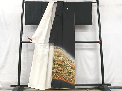 平和屋着物■豪華黒留袖　人物風景文　暈し染め　金彩　正絹　逸品　CABM2027xe