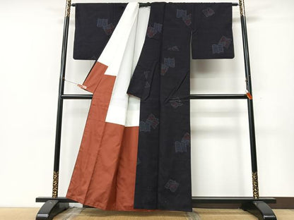 平和屋着物■上質な紬　冊子花文　正絹　逸品　CABM2045xe