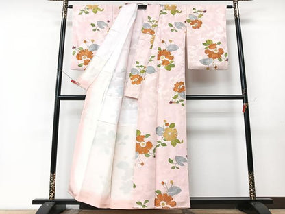 平和屋着物■上質な小紋　草花文　蓮　金彩　正絹　逸品　CABM2051xe