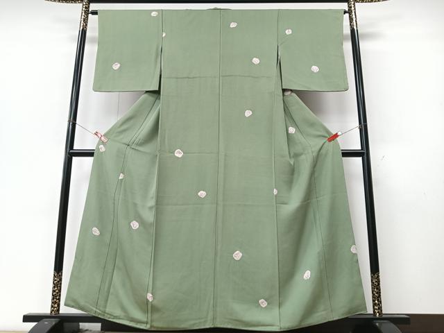 平和屋着物■上質な小紋　刺繍　草花文　正絹　逸品　CABM2053xe