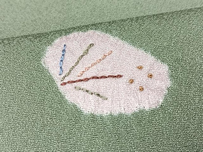 平和屋着物■上質な小紋　刺繍　草花文　正絹　逸品　CABM2053xe