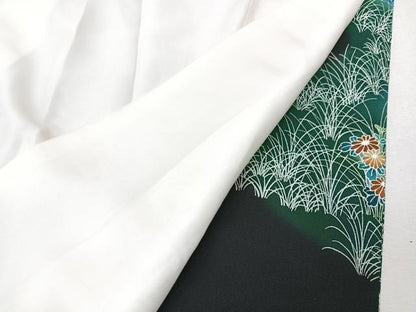 平和屋着物■豪華黒留袖　飛鶴草花文　暈し染め　銀彩　正絹　逸品　CABM2054xe