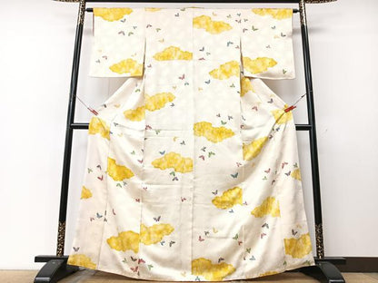 平和屋着物■上質な小紋　絞り　舞蝶文　正絹　逸品　CABM2057xe