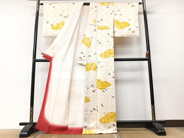平和屋着物■上質な小紋　絞り　舞蝶文　正絹　逸品　CABM2057xe