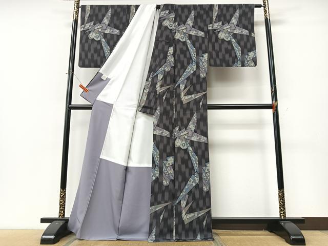 平和屋着物■小紋　折り鶴草花文　洗える着物　CABM2060xe