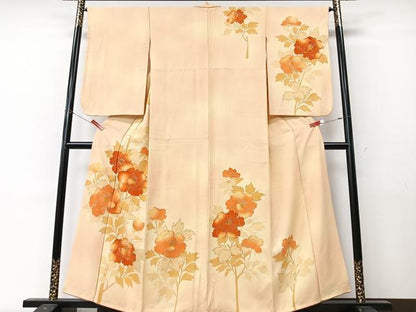 平和屋着物■訪問着　枝花文　暈し染め　銀彩　正絹　逸品　CABM2062xe