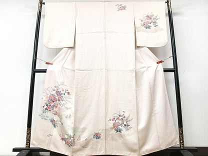 平和屋着物■訪問着　文箱立波花鳥文　金彩　正絹　逸品　CABM2063xe