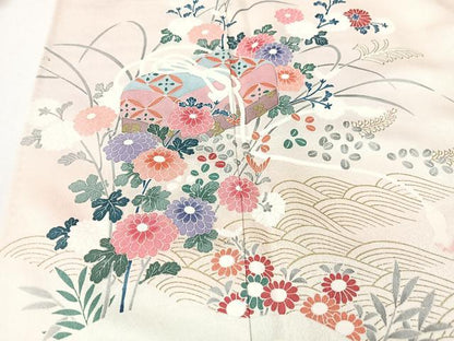平和屋着物■訪問着　文箱立波花鳥文　金彩　正絹　逸品　CABM2063xe
