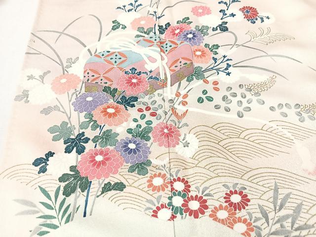平和屋着物■訪問着　文箱立波花鳥文　金彩　正絹　逸品　CABM2063xe