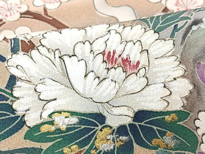 平和屋着物■訪問着　手描き　松竹梅　白鷺　暈し染め　金彩　正絹　逸品　CABM2064xe