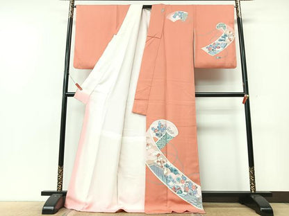 平和屋着物■訪問着　絵巻花鳥文　ロング丈　正絹　逸品　CABM2068xe