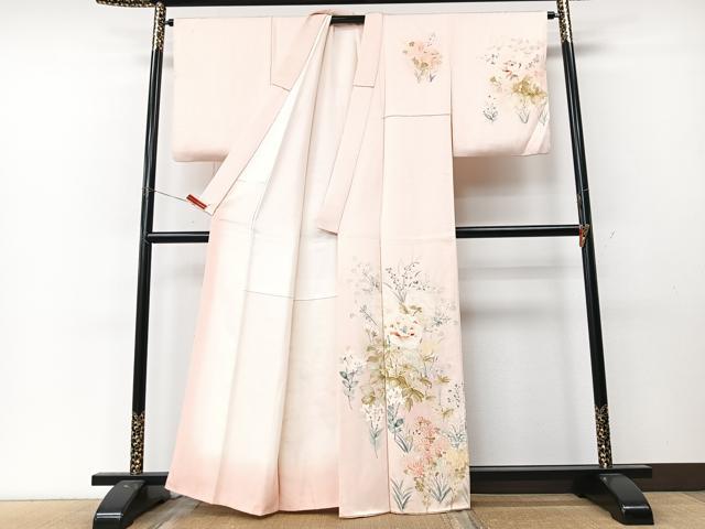 平和屋着物■訪問着　手描き　草花文　暈し染め　正絹　逸品　CABM2069xe