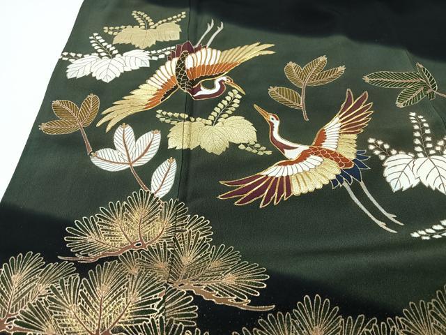 平和屋着物■豪華黒留袖　駒刺繍　飛鶴枝松文　金彩　正絹　逸品　CABM2079xe