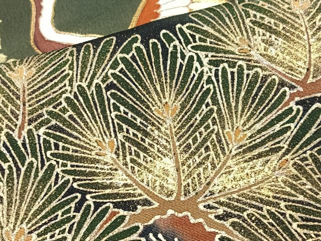 平和屋着物■豪華黒留袖　駒刺繍　飛鶴枝松文　金彩　正絹　逸品　CABM2079xe
