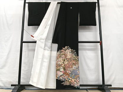 平和屋着物■豪華黒留袖　作家物　池苑　風景花文　正絹　逸品　CABM2085xe