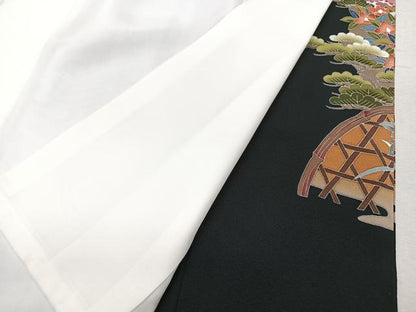 平和屋着物■豪華黒留袖　作家物　池苑　風景花文　正絹　逸品　CABM2085xe