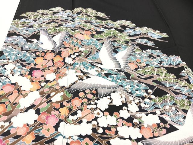 平和屋着物■豪華黒留袖　作家物　飛鶴梅松文　正絹　逸品　CABM2086xe