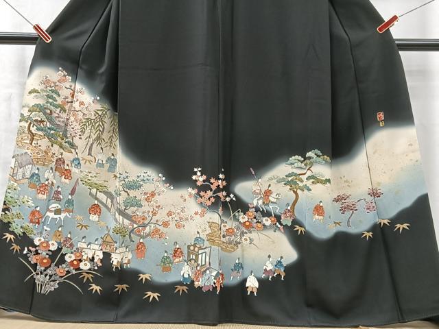 平和屋着物■豪華黒留袖　作家物　寿光織　人物風景文　暈し染め　金彩　正絹　逸品　CABM2089xe