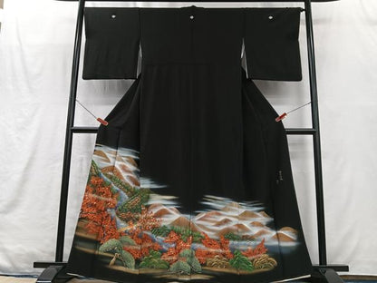 平和屋着物■豪華黒留袖　作家物　洛西の清流　暈し染め　金彩　正絹　逸品　CABM2092xe