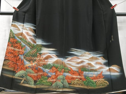 平和屋着物■豪華黒留袖　作家物　洛西の清流　暈し染め　金彩　正絹　逸品　CABM2092xe