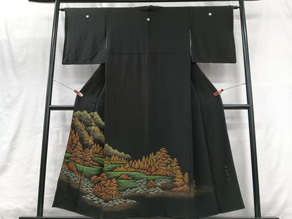 平和屋着物■豪華黒留袖　作家物　泉彩染　風景文　金銀彩　正絹　逸品　CABM2094xe