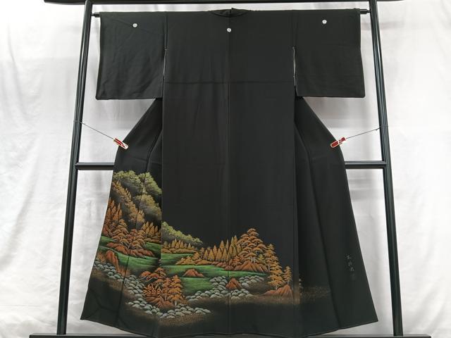 平和屋着物■豪華黒留袖　作家物　泉彩染　風景文　金銀彩　正絹　逸品　CABM2094xe