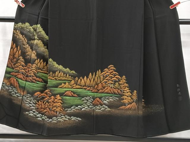 平和屋着物■豪華黒留袖　作家物　泉彩染　風景文　金銀彩　正絹　逸品　CABM2094xe