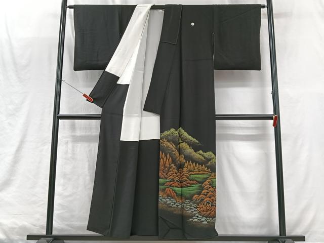 平和屋着物■豪華黒留袖　作家物　泉彩染　風景文　金銀彩　正絹　逸品　CABM2094xe