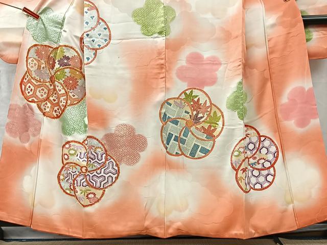 平和屋着物■豪華振袖　駒刺繍　舞花文　暈し染め　金彩　正絹　逸品　CABM2096xe