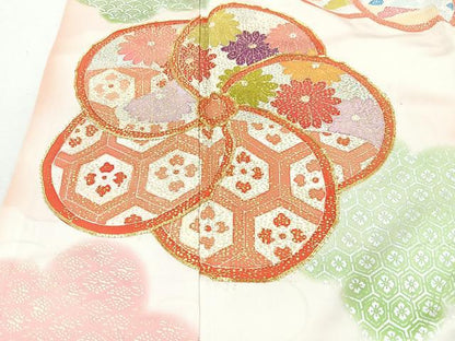 平和屋着物■豪華振袖　駒刺繍　舞花文　暈し染め　金彩　正絹　逸品　CABM2096xe