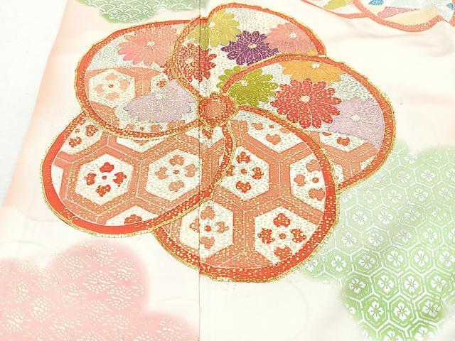 平和屋着物■豪華振袖　駒刺繍　舞花文　暈し染め　金彩　正絹　逸品　CABM2096xe