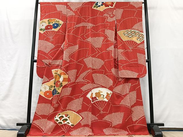 平和屋着物■豪華振袖　駒刺繍　絞り　扇面花文　金彩　正絹　逸品　CABM2097xe