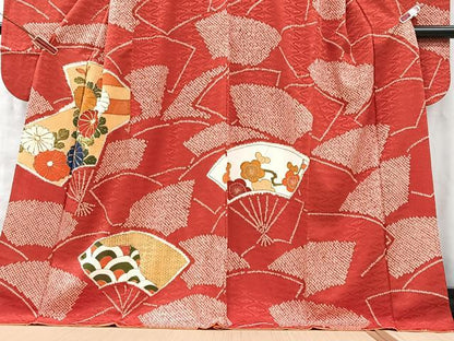 平和屋着物■豪華振袖　駒刺繍　絞り　扇面花文　金彩　正絹　逸品　CABM2097xe