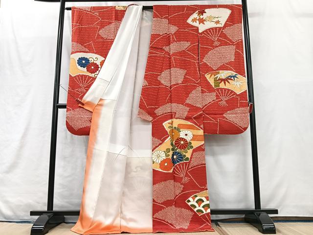 平和屋着物■豪華振袖　駒刺繍　絞り　扇面花文　金彩　正絹　逸品　CABM2097xe