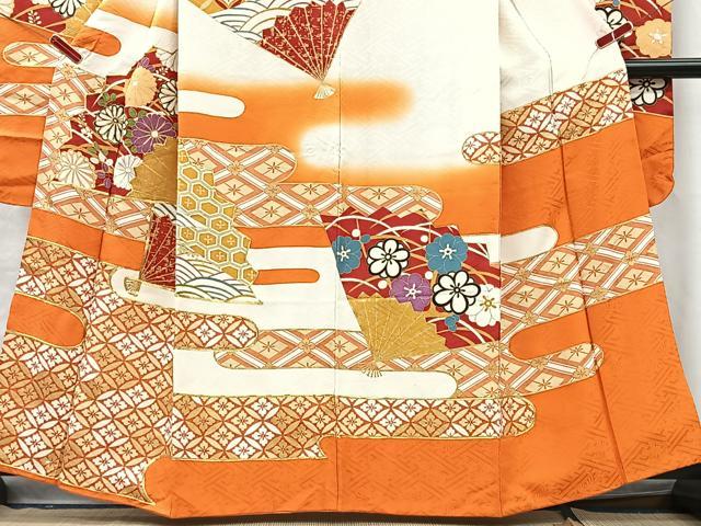 平和屋着物■豪華振袖　駒刺繍　扇面立波花文　暈し染め　金彩　正絹　逸品　CABM2098xe