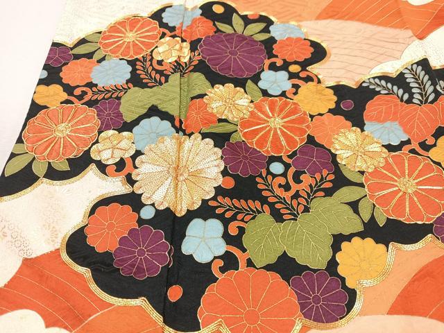 平和屋着物■豪華振袖　駒刺繍　雲取り花唐草文　金彩　正絹　逸品　CABM2099xe