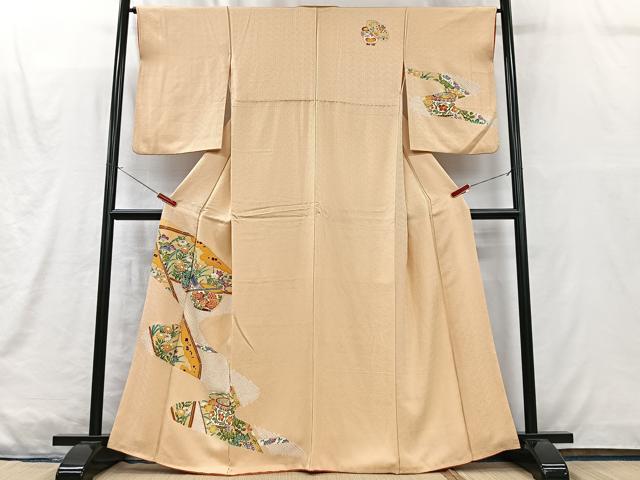 平和屋着物■訪問着　絞り　流水陶器花文　金彩　正絹　逸品　CABM2103xe