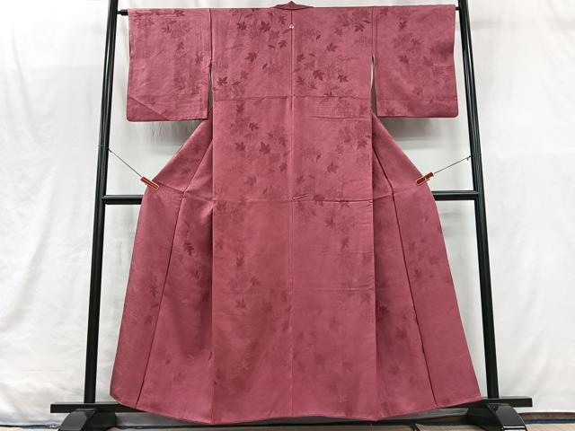 平和屋着物■上質な色無地　舞葉地紋　長春色　正絹　逸品　CABM2105xe