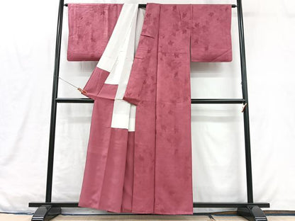 平和屋着物■上質な色無地　舞葉地紋　長春色　正絹　逸品　CABM2105xe