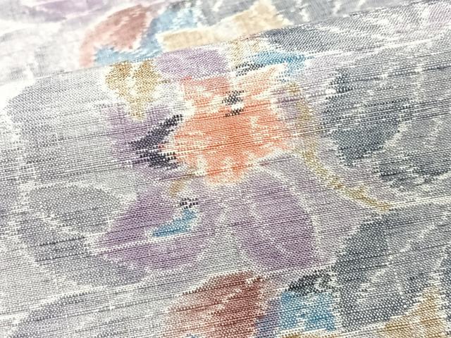平和屋着物■上質な紬　草花間道　正絹　逸品　CABM2107xe