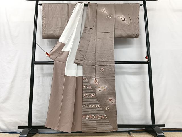 平和屋着物■訪問着　刺繍　草花文　暈し染め　正絹　逸品　CABM2111xe